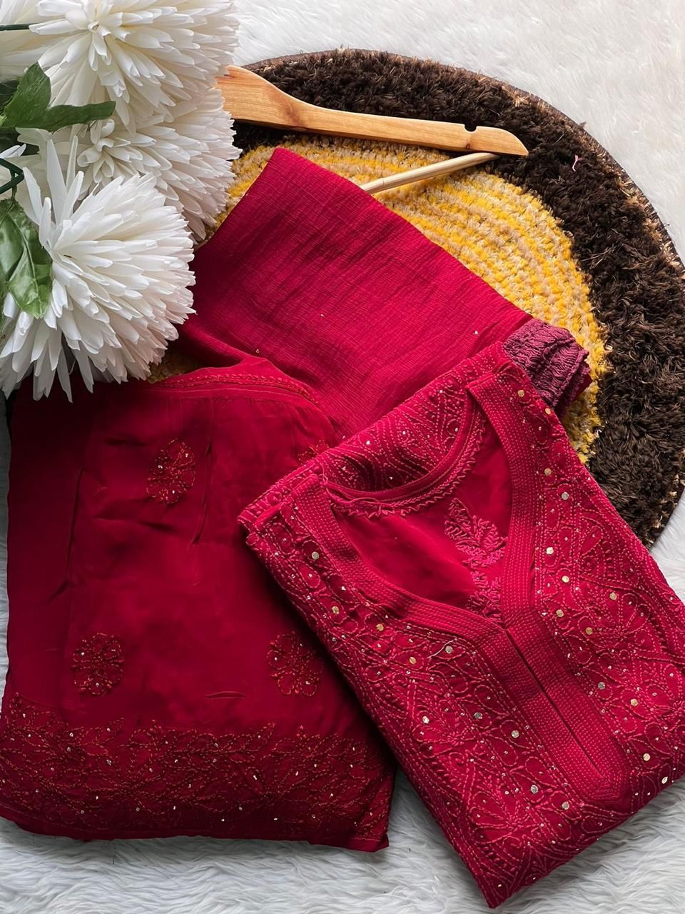 Viscose 3pc suit with mukesh work