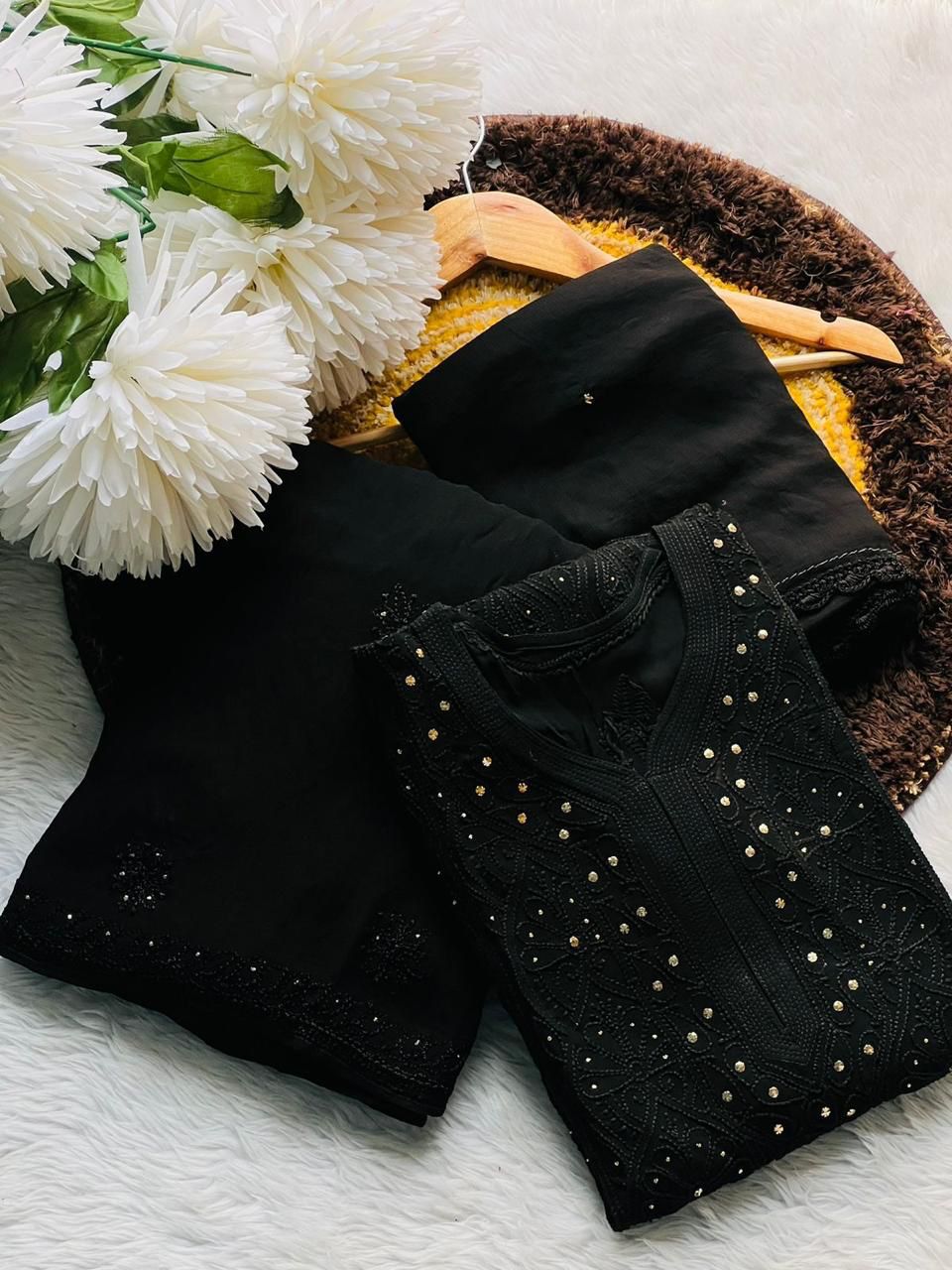 Viscose 3pc suit with mukesh work
