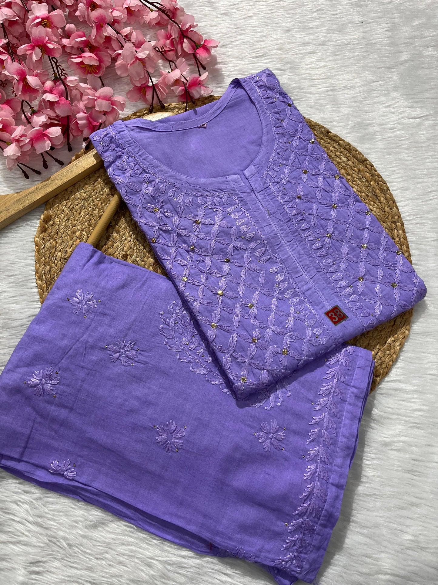 Pure cotton 2pc set with mukesh work