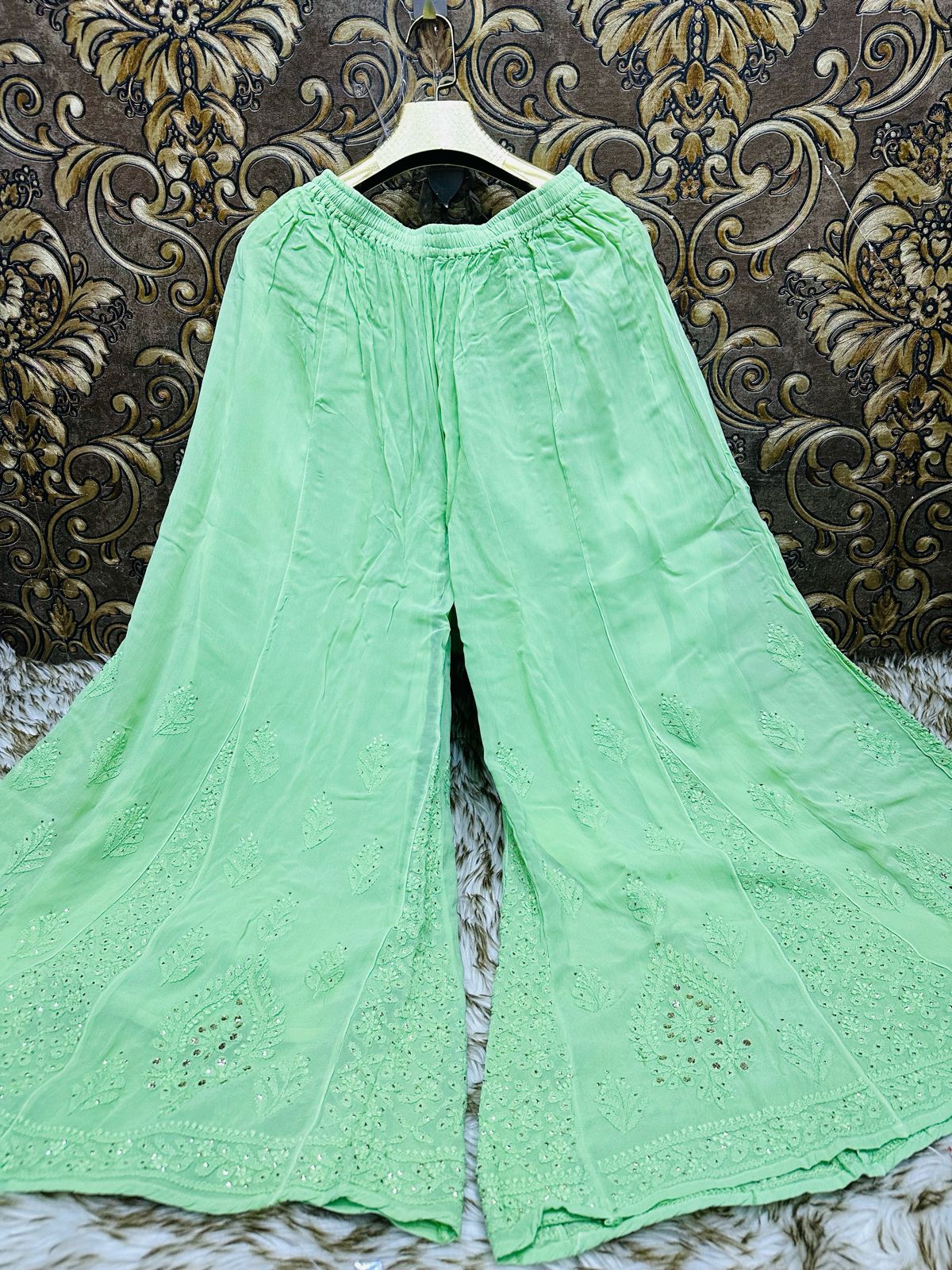 Viscouse kurta sharara set with mukesh work