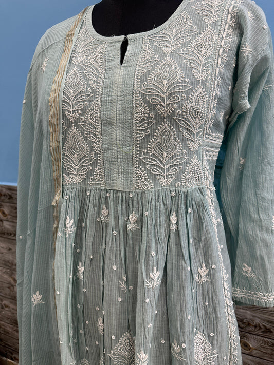 Mul Maheshwar gown fine work with zardozi 2pc set