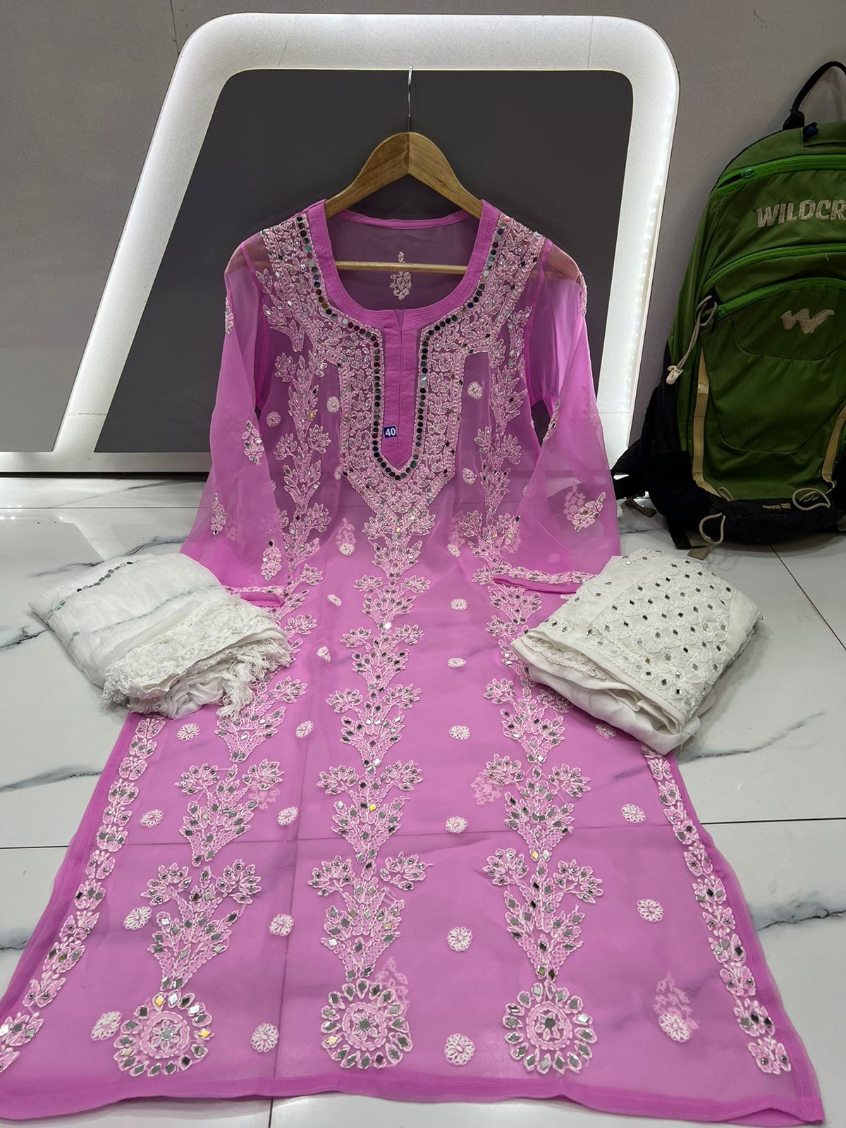 Georgette Kurti With Sharara & Dupatta