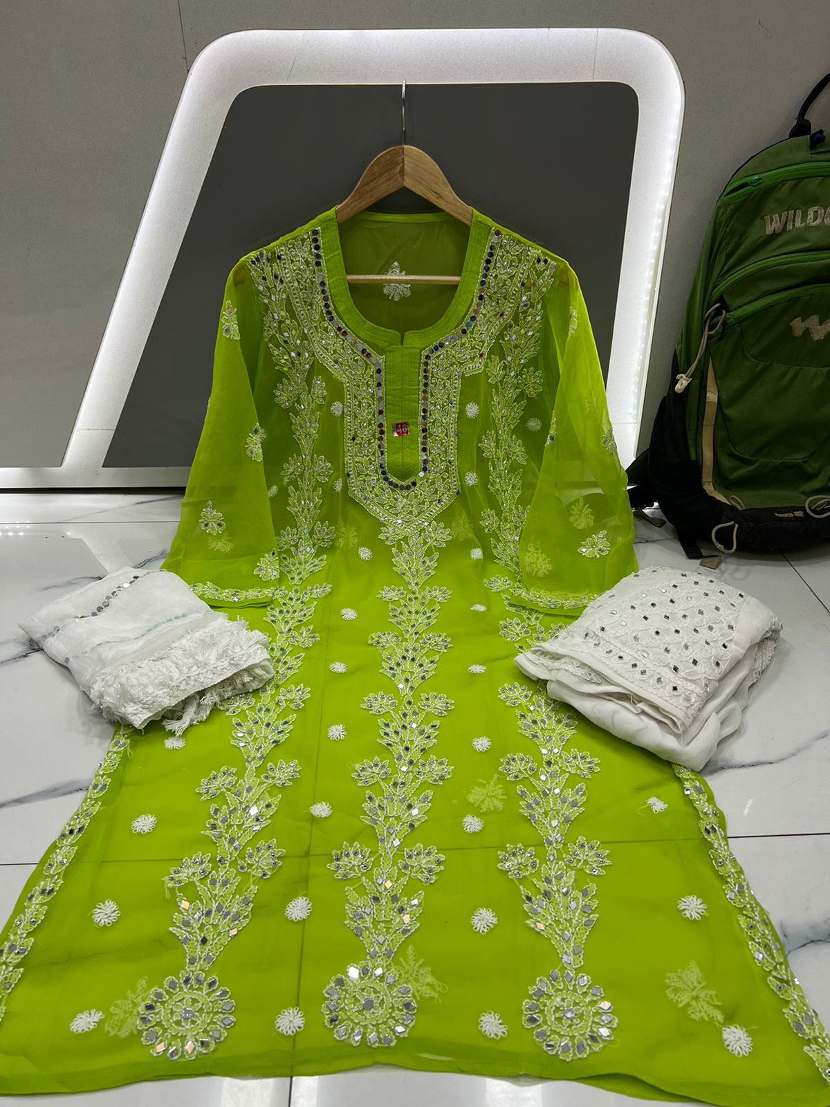 Georgette Kurti With Sharara & Dupatta