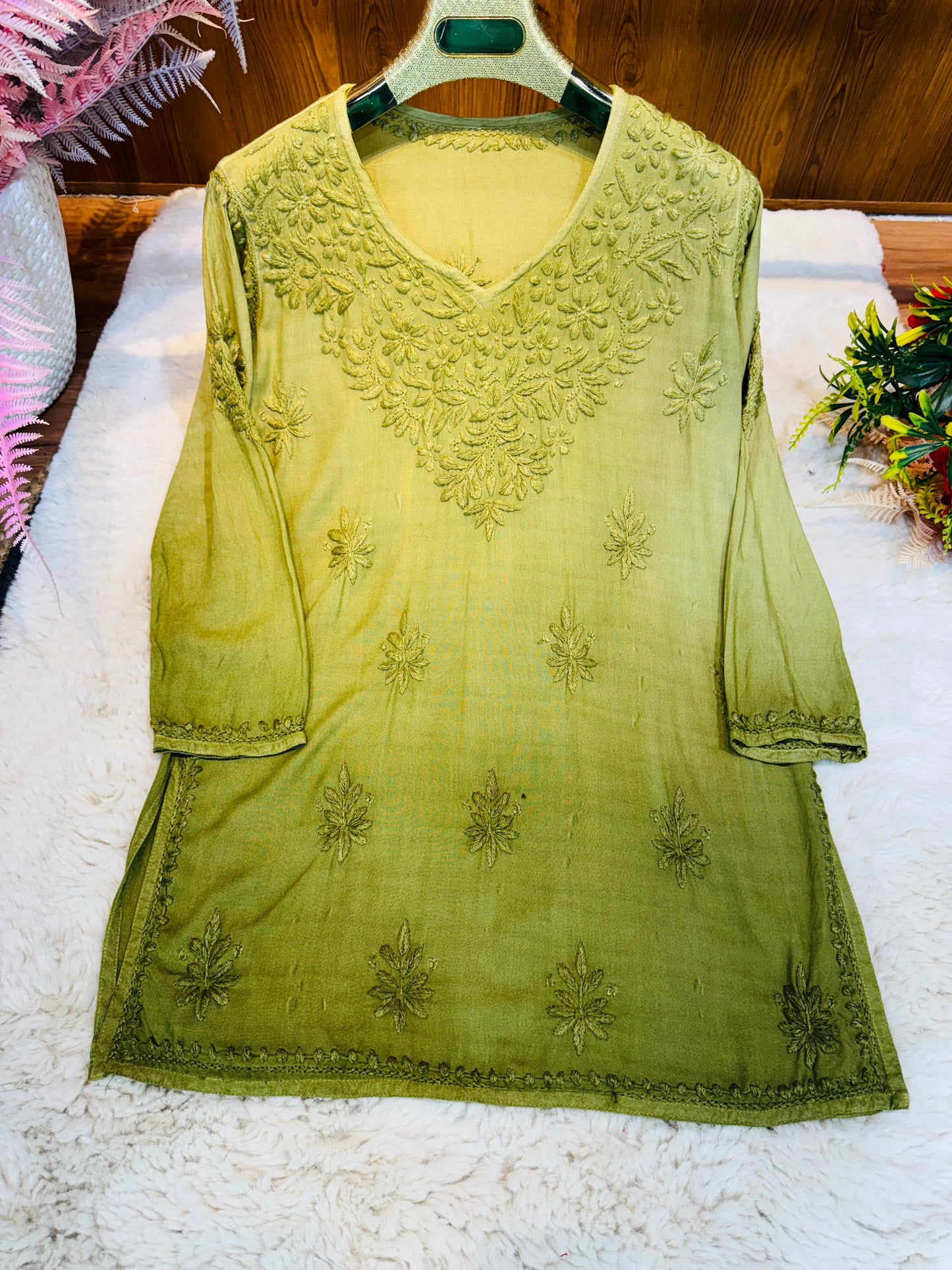 Rayon short kurta Ombre dyed