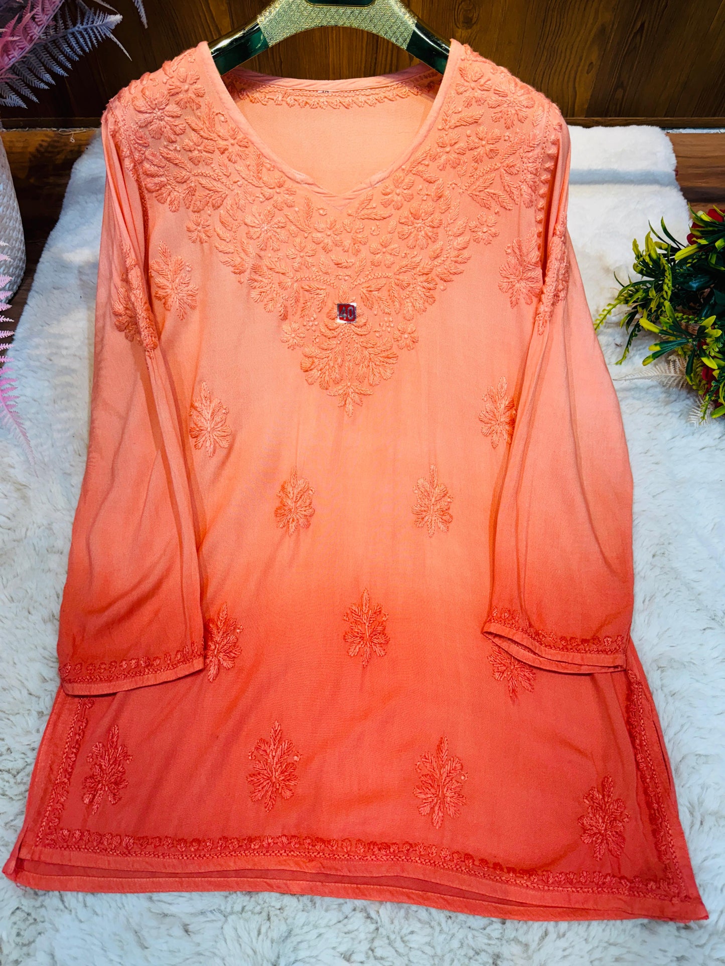 Rayon short kurta Ombre dyed