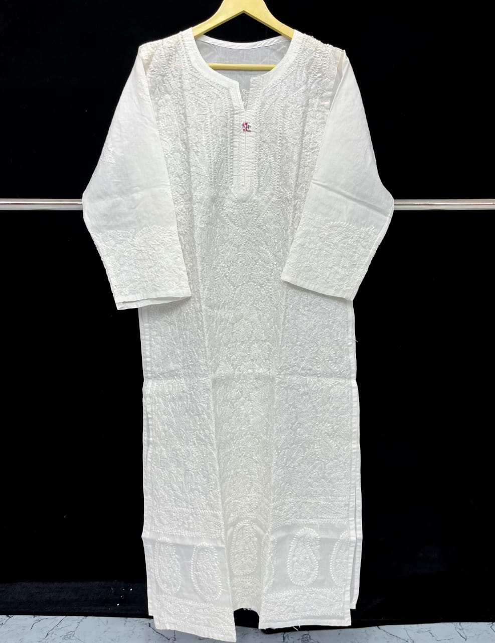 Voil cotton kurta with shadow work