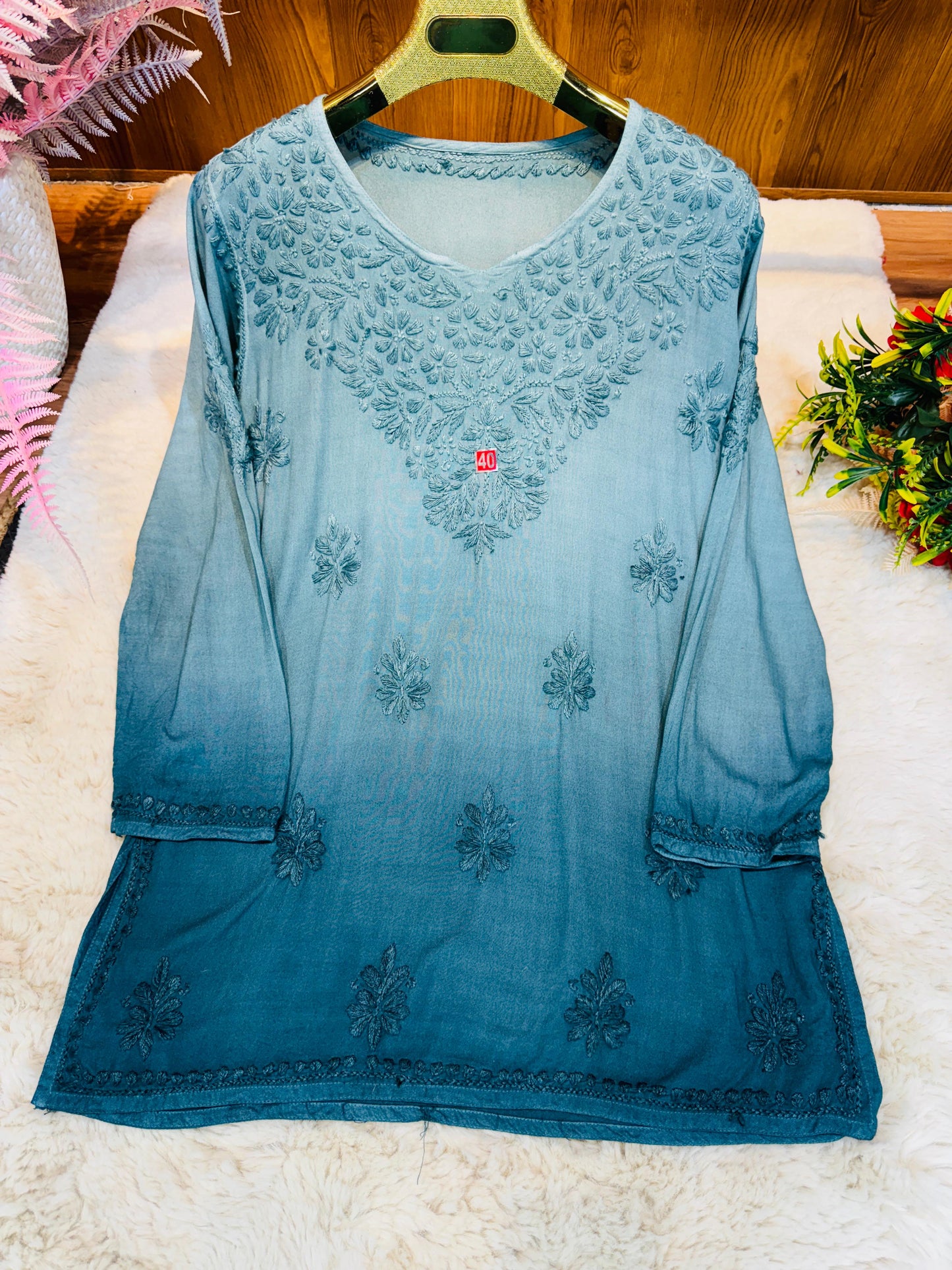 Rayon short kurta Ombre dyed