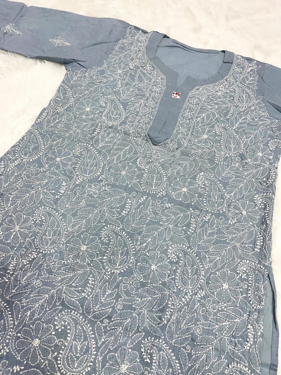Voil cotton kurta with shadow work