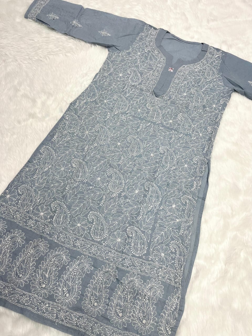 Voil cotton kurta with shadow work