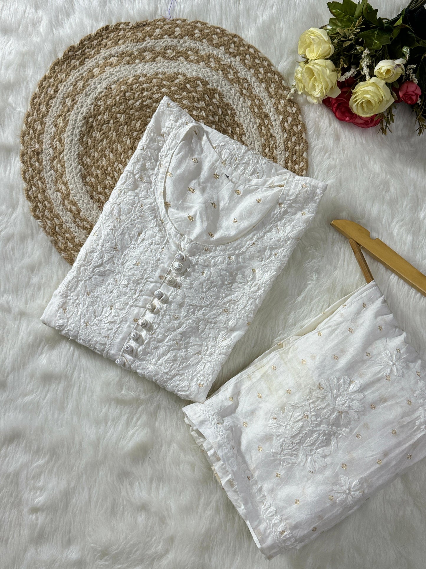 Chanderi 2pc kurta and bottom set