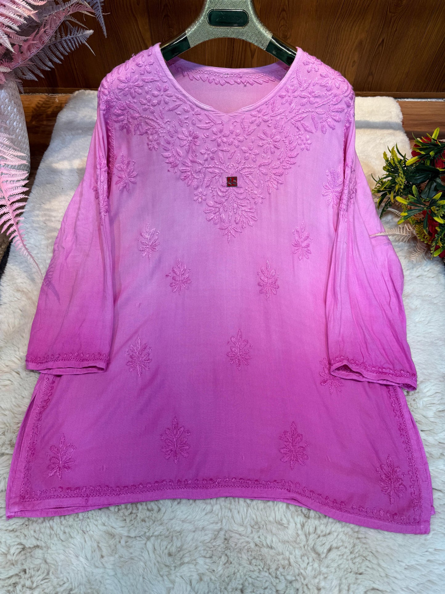 Rayon short kurta Ombre dyed