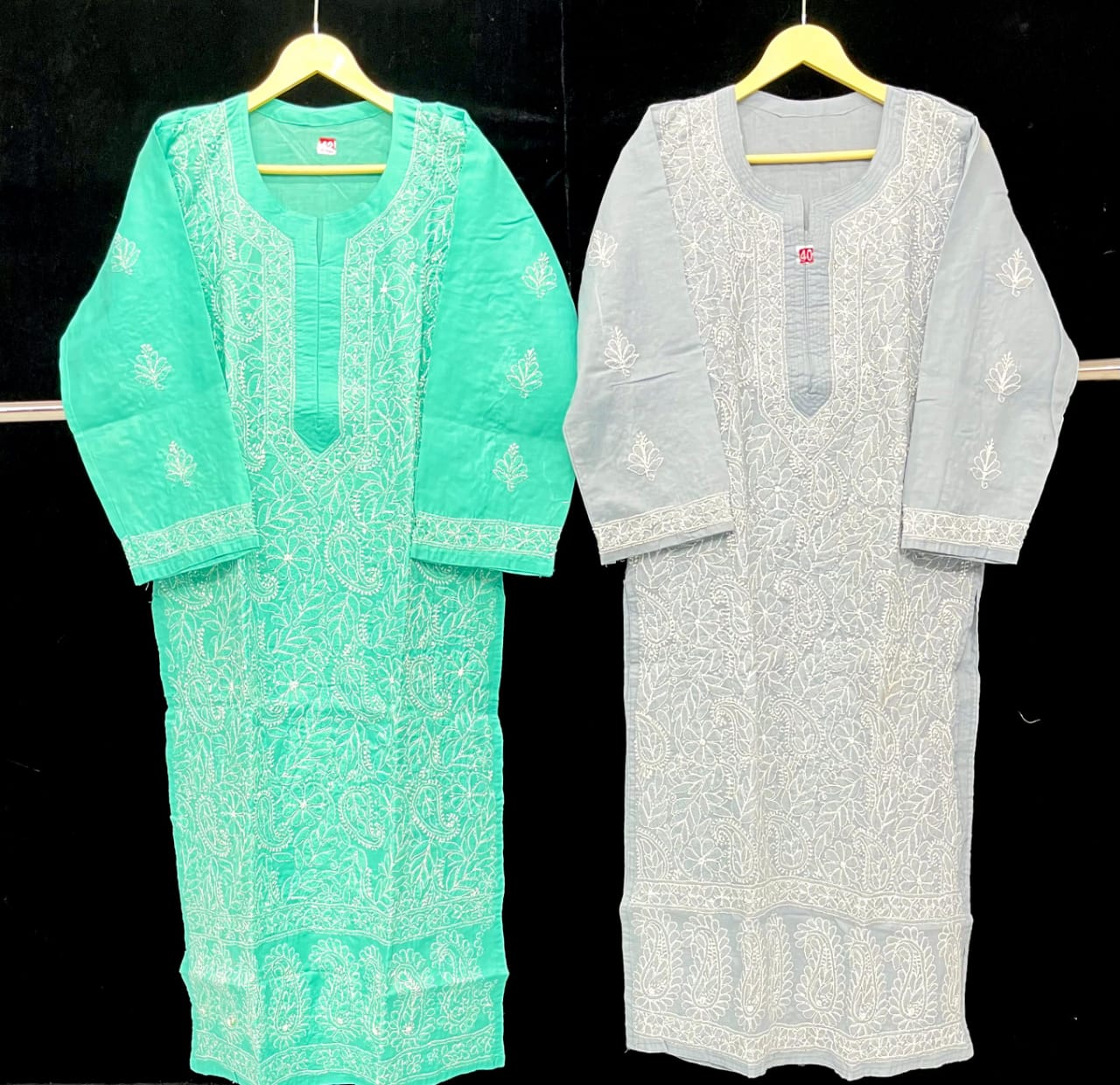 Voil cotton kurta with shadow work