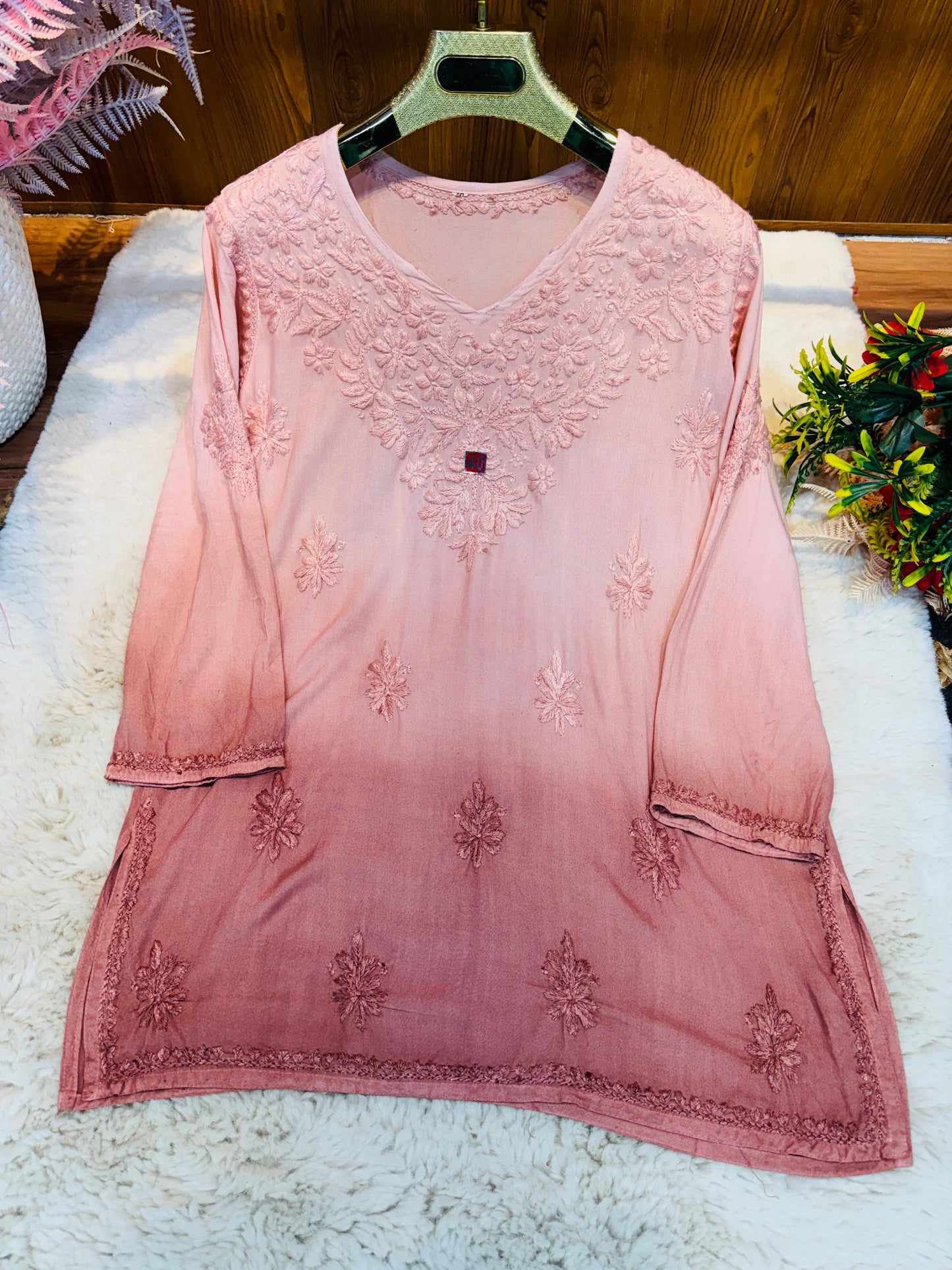 Rayon short kurta Ombre dyed