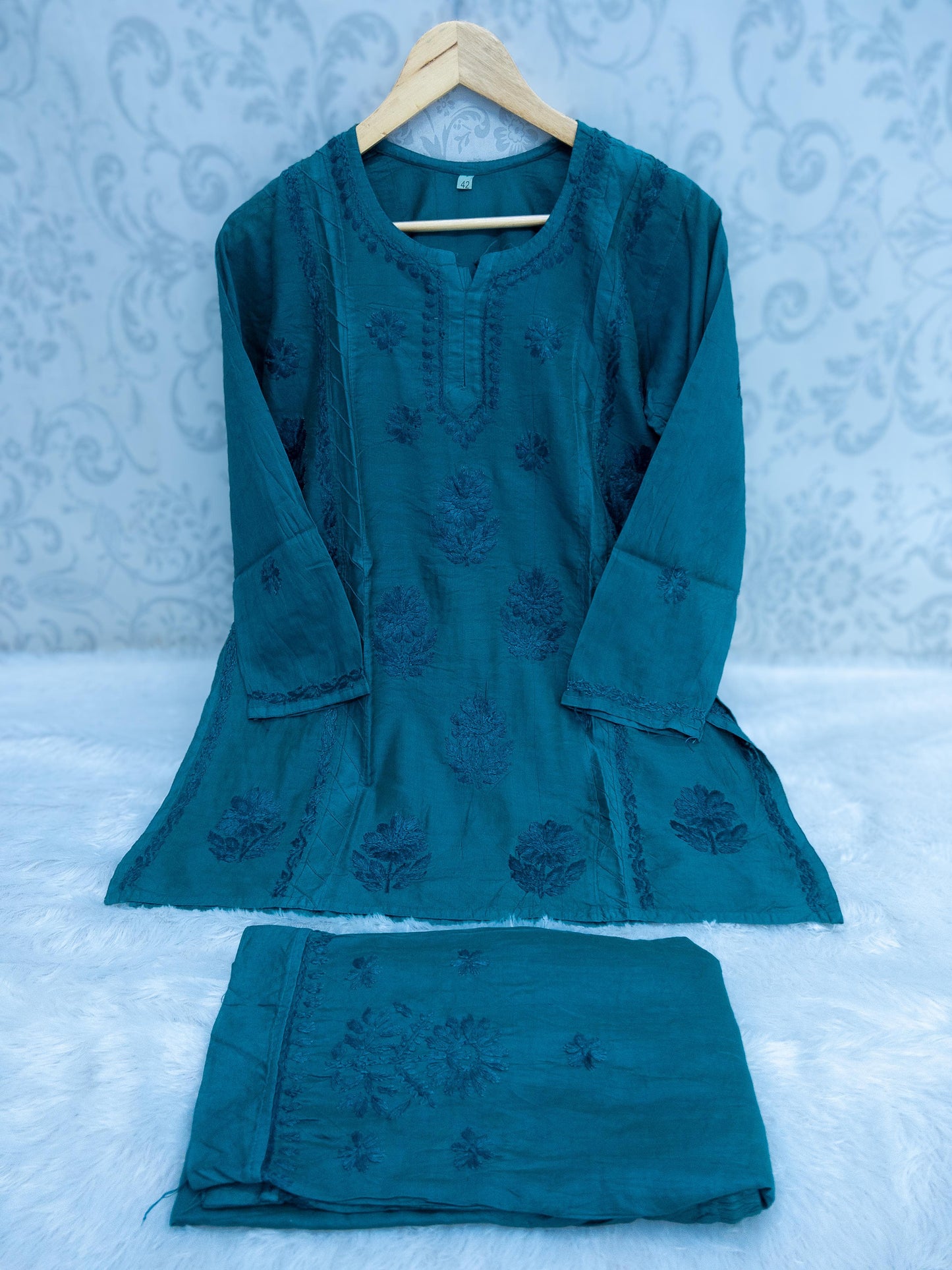 Chanderi cord set with beautiful chikankari handwork