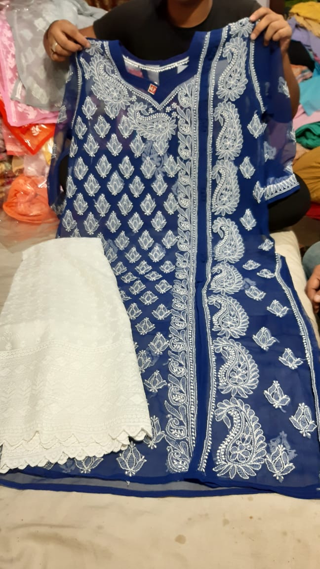Chiffon Booti Kurti With Palazzo