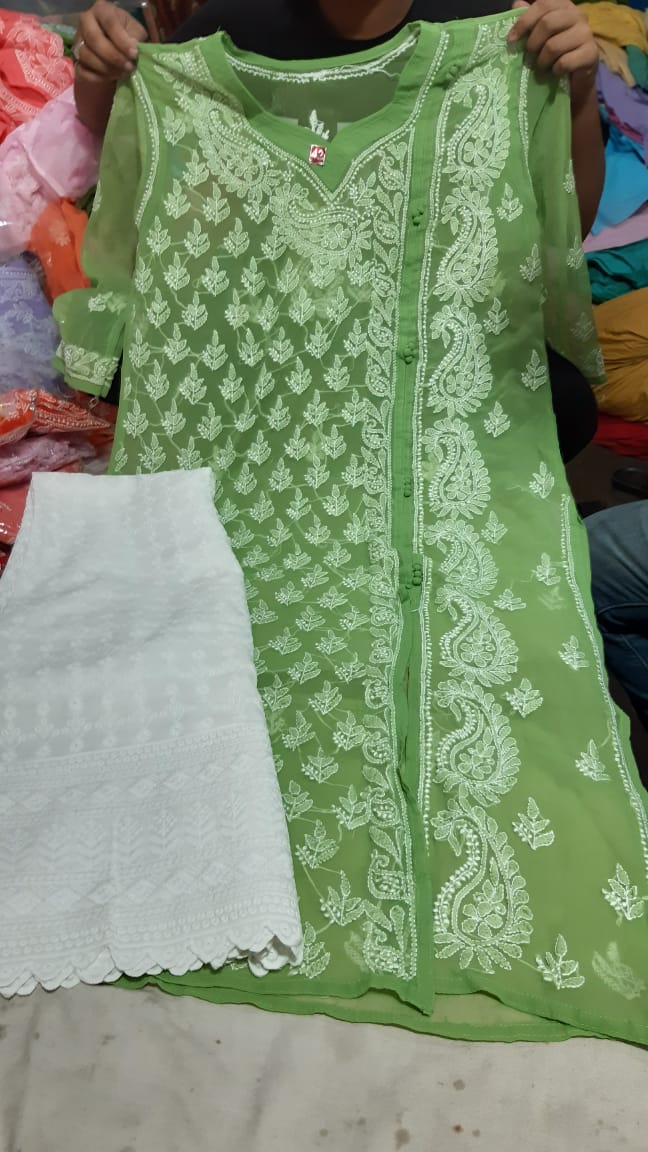 Chiffon Booti Kurti With Palazzo