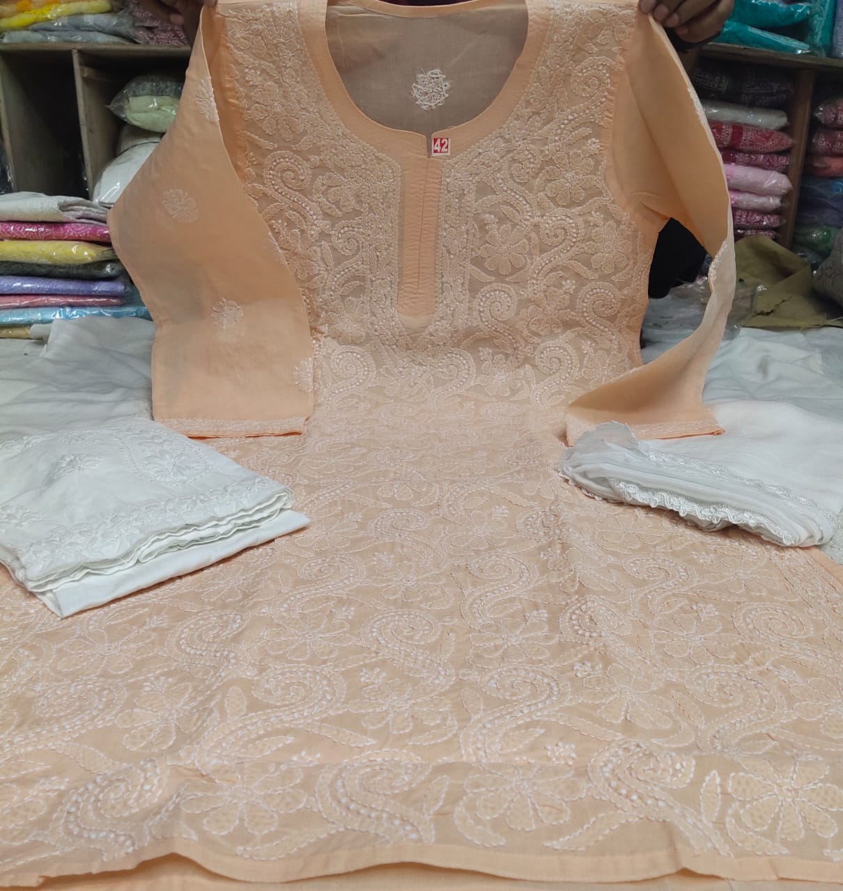 Cotton Front Jaal 3pc Set
