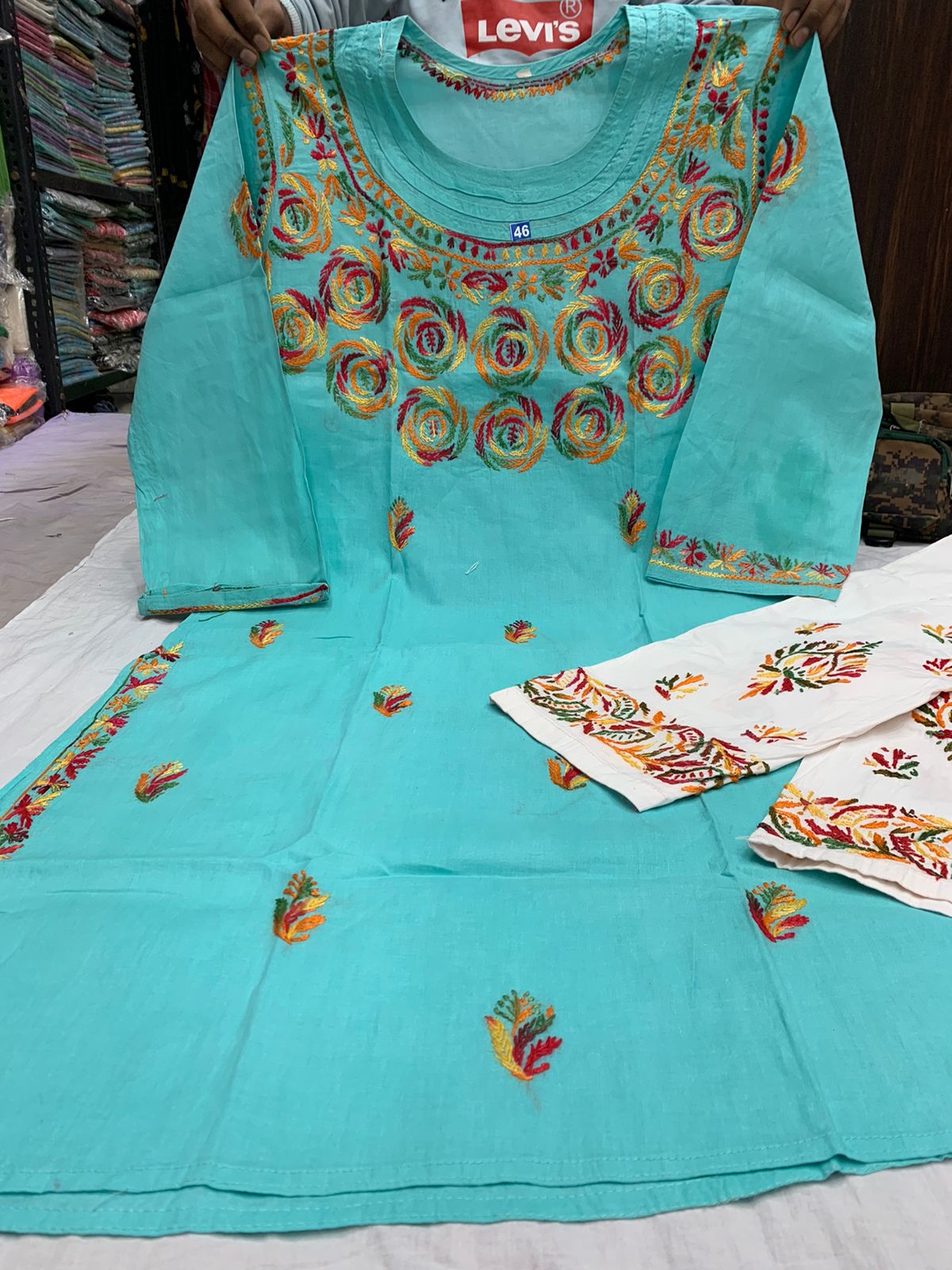 Round Neck Cotton Kurti 2pc Set