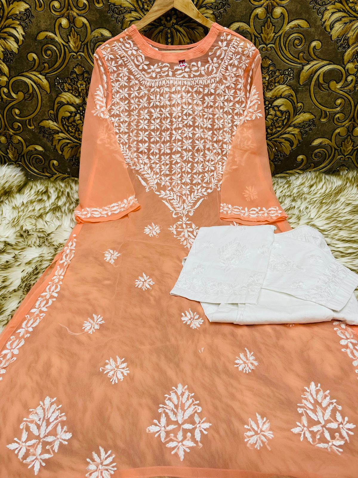 Boat neck kurti with cheap palazzo