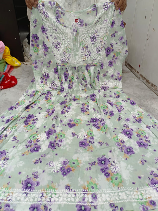 Printed Mul Mul Gown