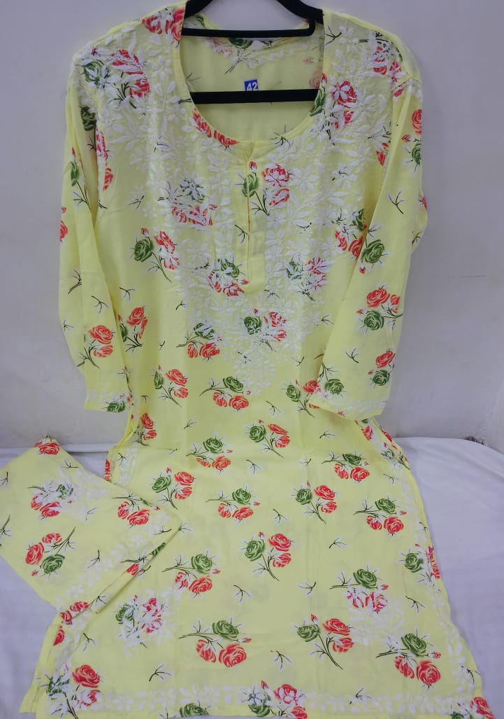 Rayon printed kurta and palazzo set