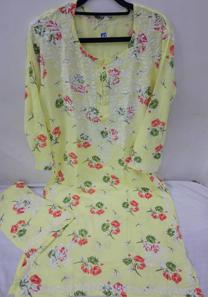 Rayon printed kurta and palazzo set