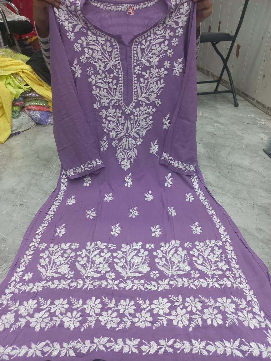 Modal heavy Daman work kurti