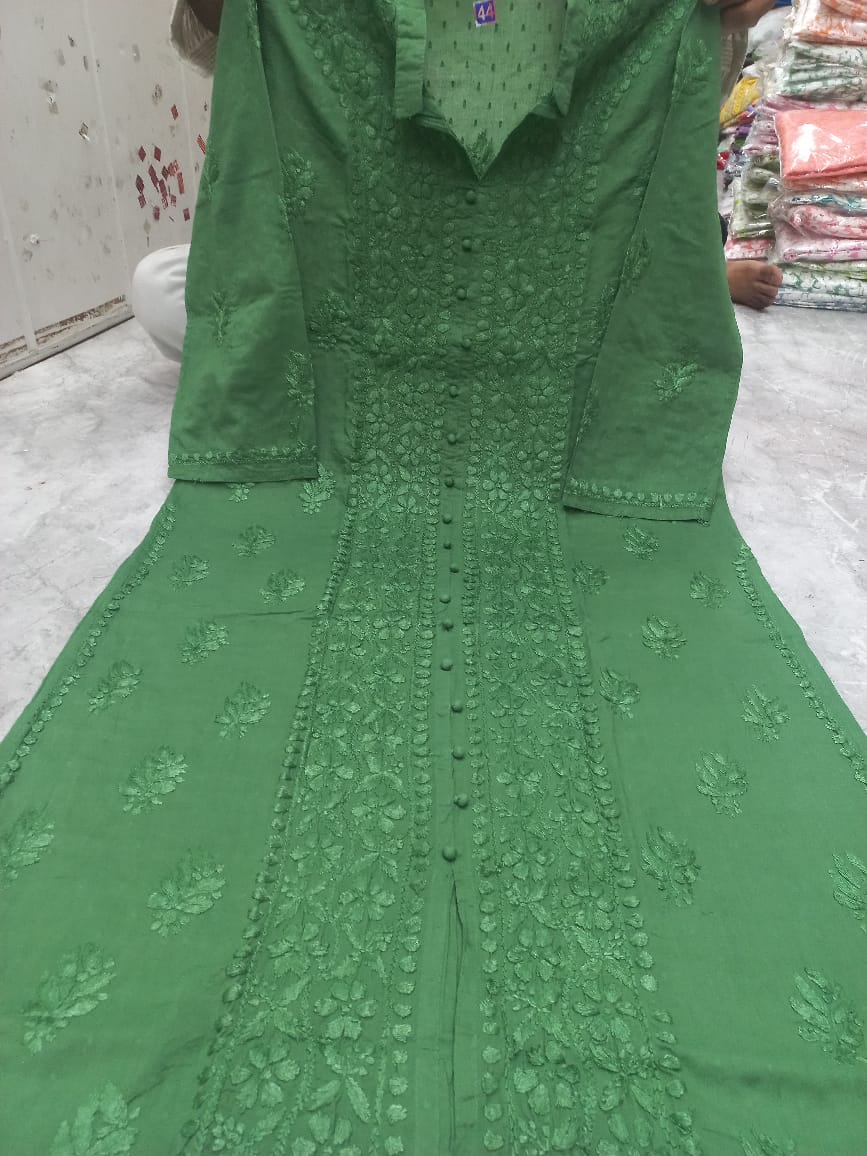 Mul cotton Lucknowi TONE TO TONE chikankari panel design collardar kurti