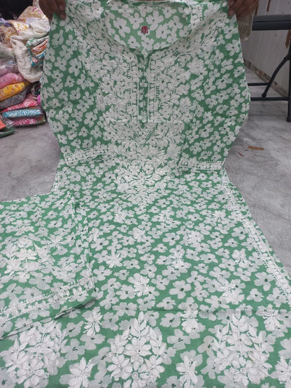 MULCOTTON printed Lucknowi chikankari plazzo suit