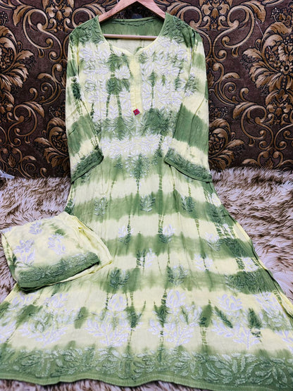 Lucknowi Chikankari Beautiful Latest Design Rayon Tye Dye set