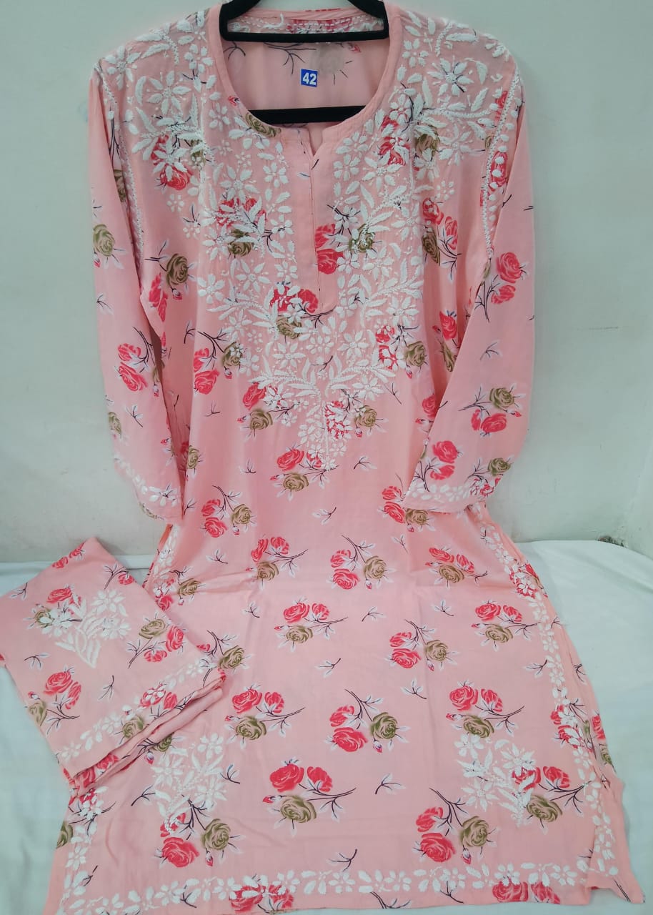 Rayon printed kurta and palazzo set