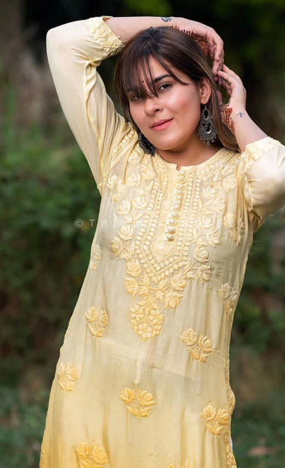 Rose chanderi kurta