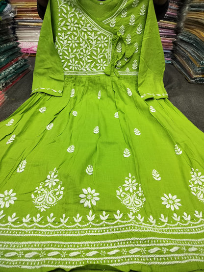 Slub cotton angrakha gown