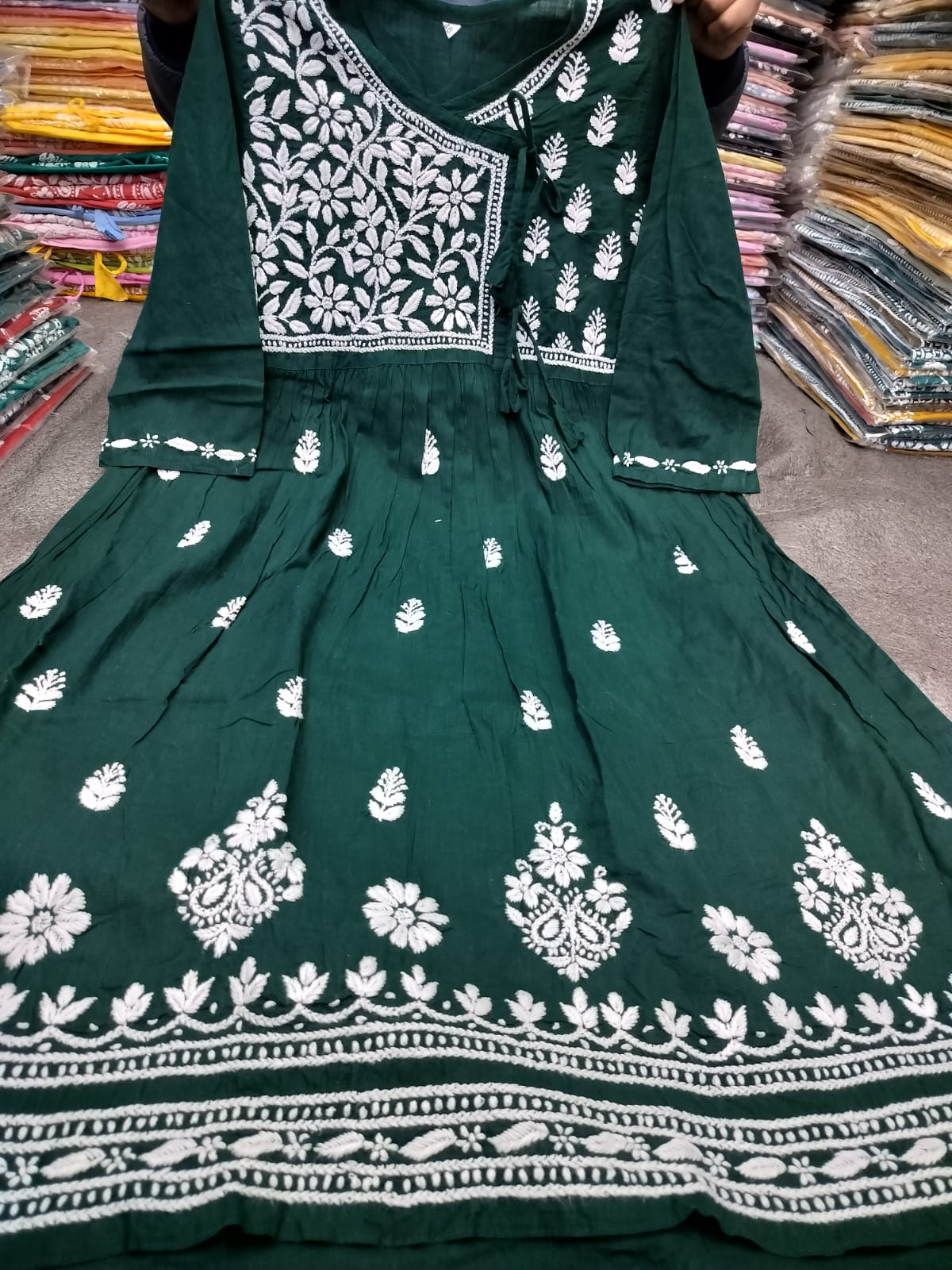 Slub cotton angrakha gown