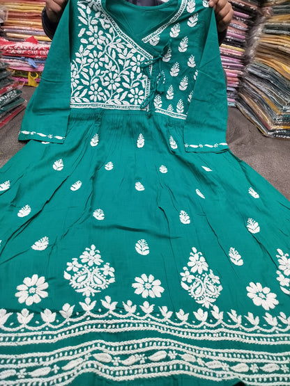 Slub cotton angrakha gown