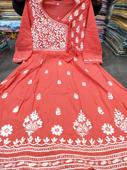 Slub cotton angrakha gown