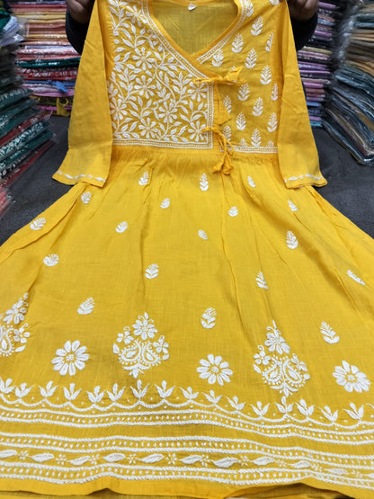 Slub cotton angrakha gown