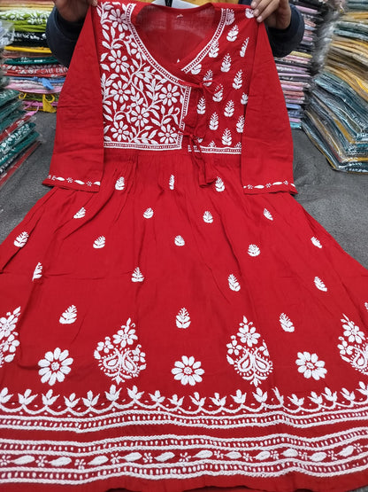 Slub cotton angrakha gown