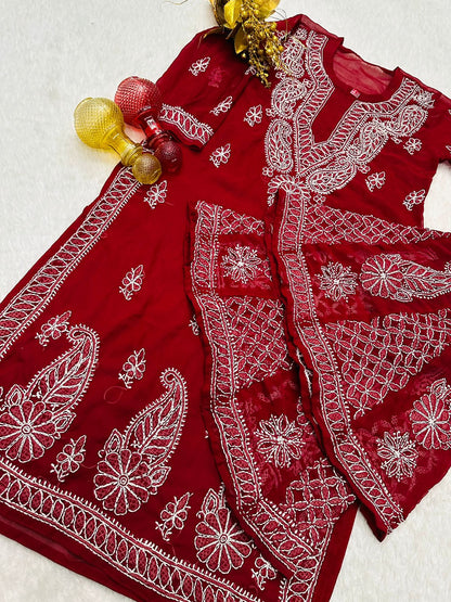 Georgette kurta with matching sharara