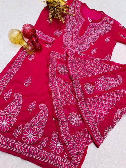 Georgette kurta with matching sharara