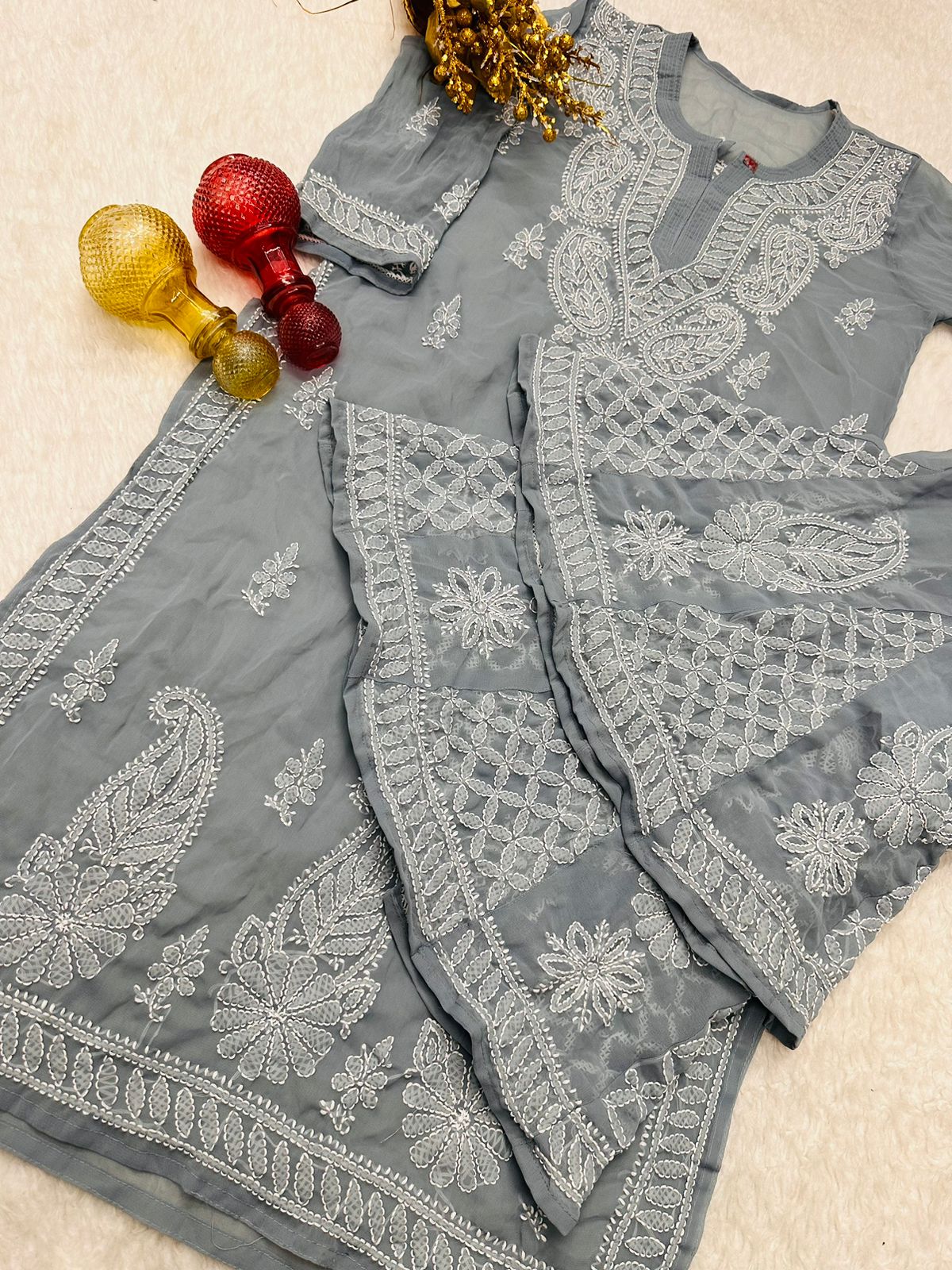 Georgette kurta with matching sharara