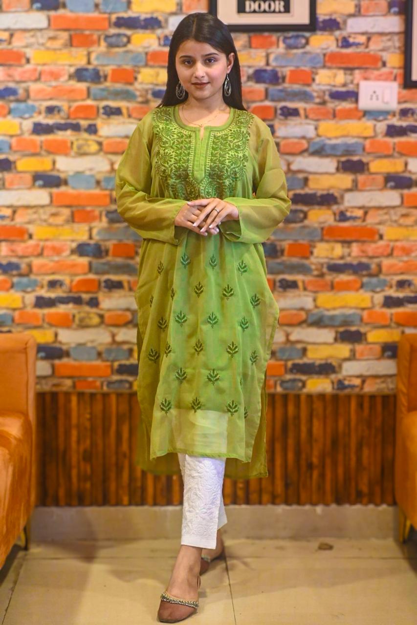 Georgette kurta with rayon pant