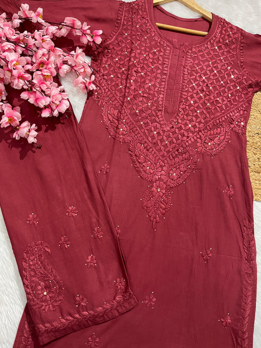 Pure cotton 2pc set with mukesh work