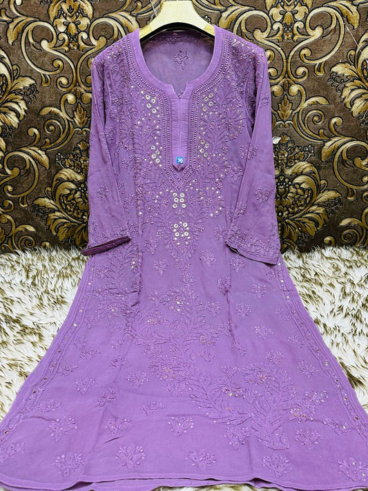 Viscouse kurta sharara set with mukesh work