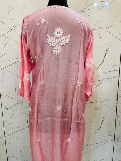 Muslin kurta with leaf design