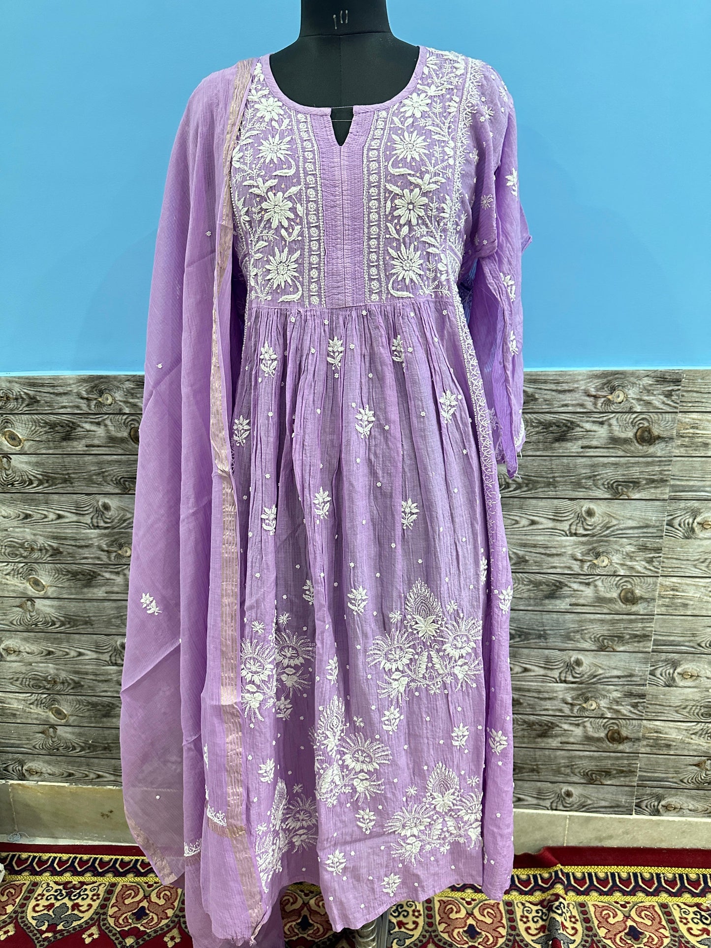 Mul Maheshwar gown fine work with zardozi 2pc set