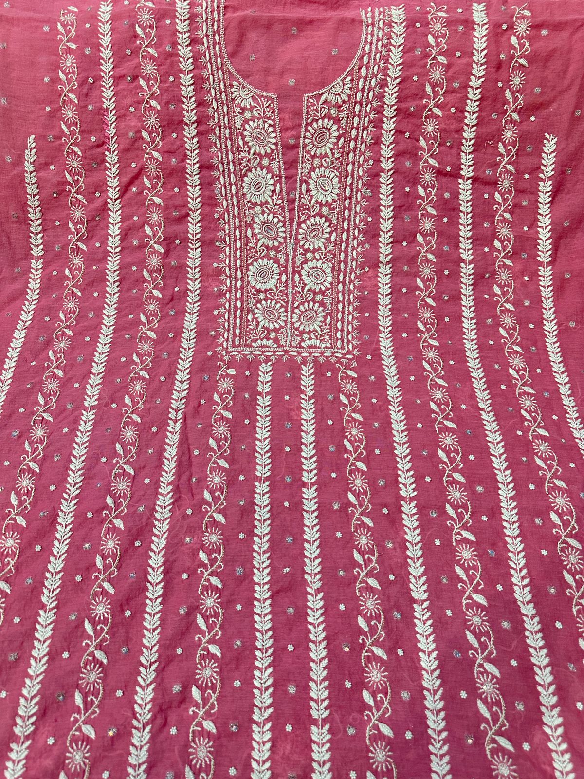 Banarsi chanderi 2pc unstitched set fine work with zardozi