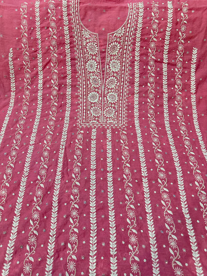 Banarsi chanderi 2pc unstitched set fine work with zardozi