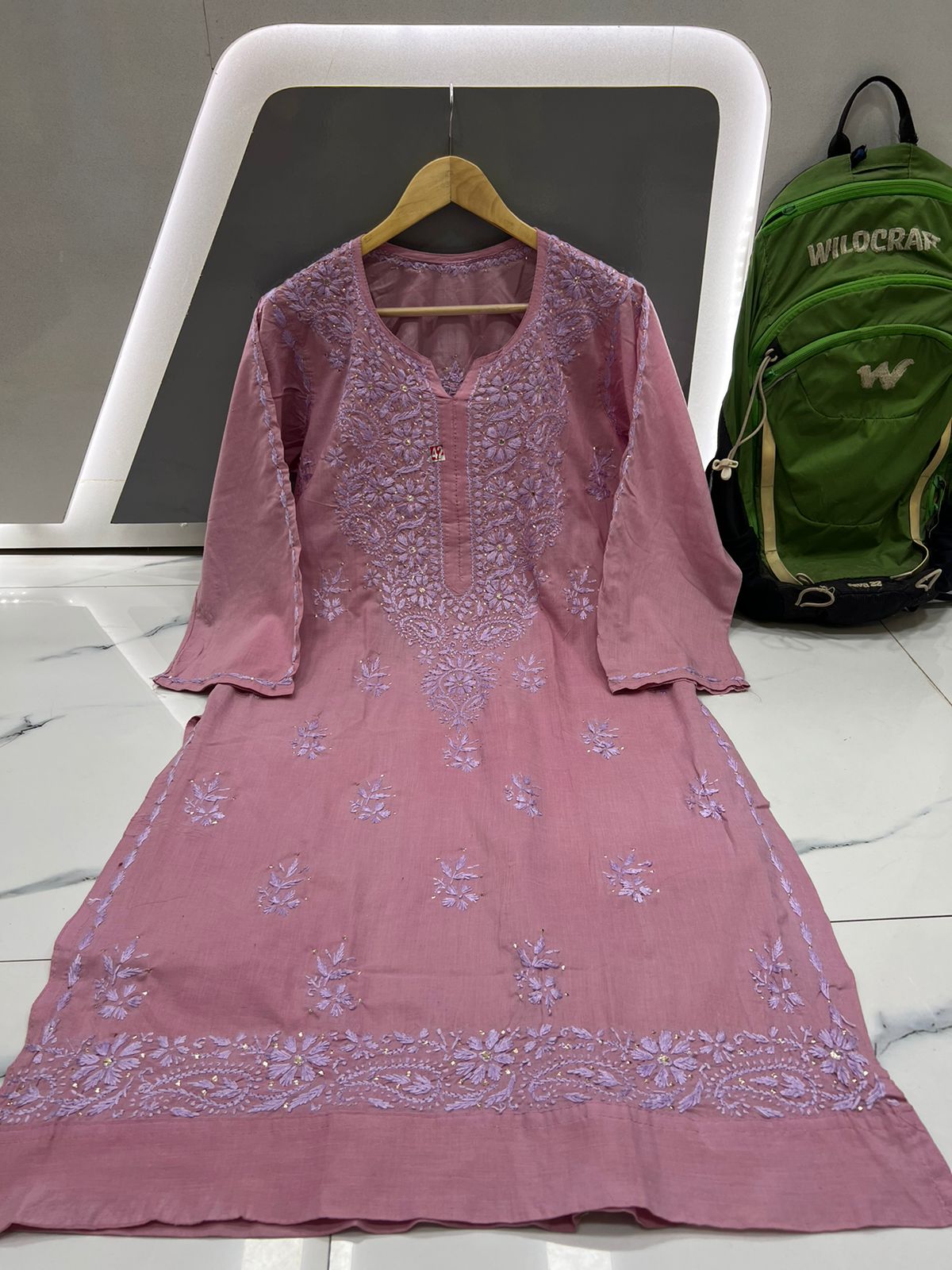 Pink Mukaish work Kurti