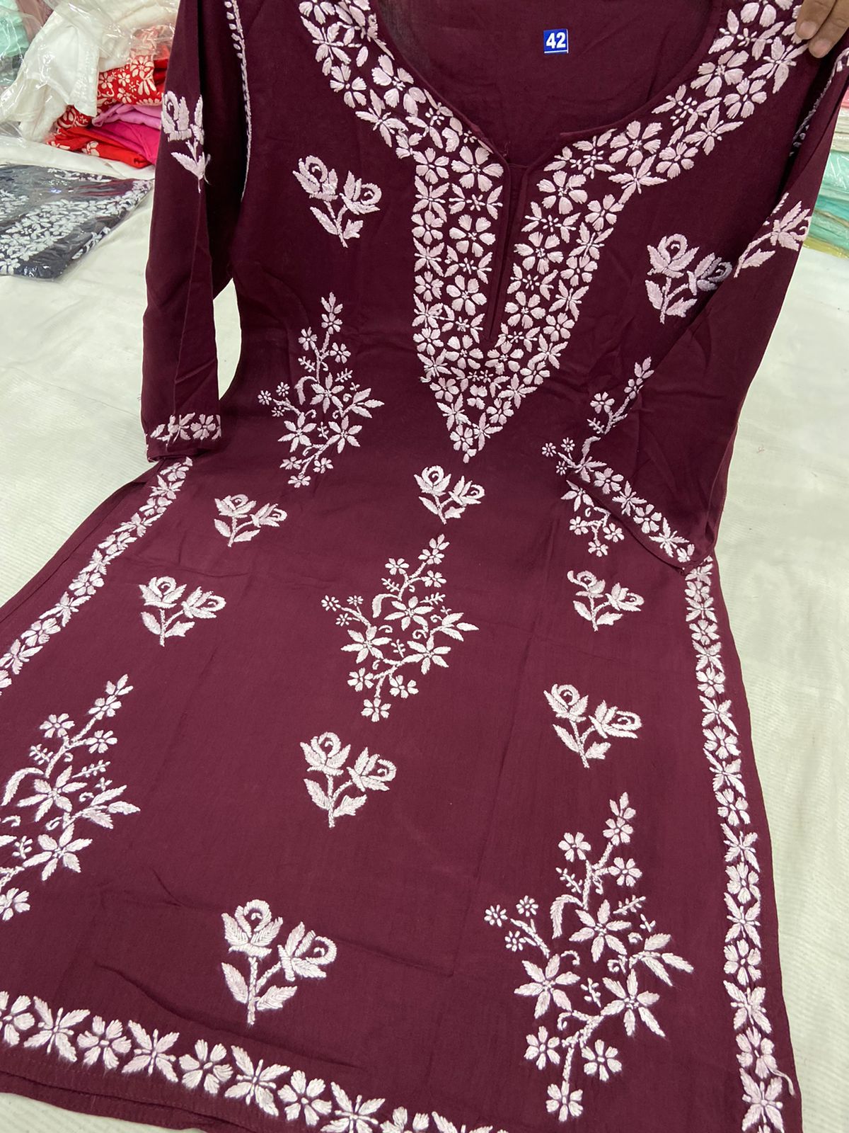 Wine Rayon Straight Kurti